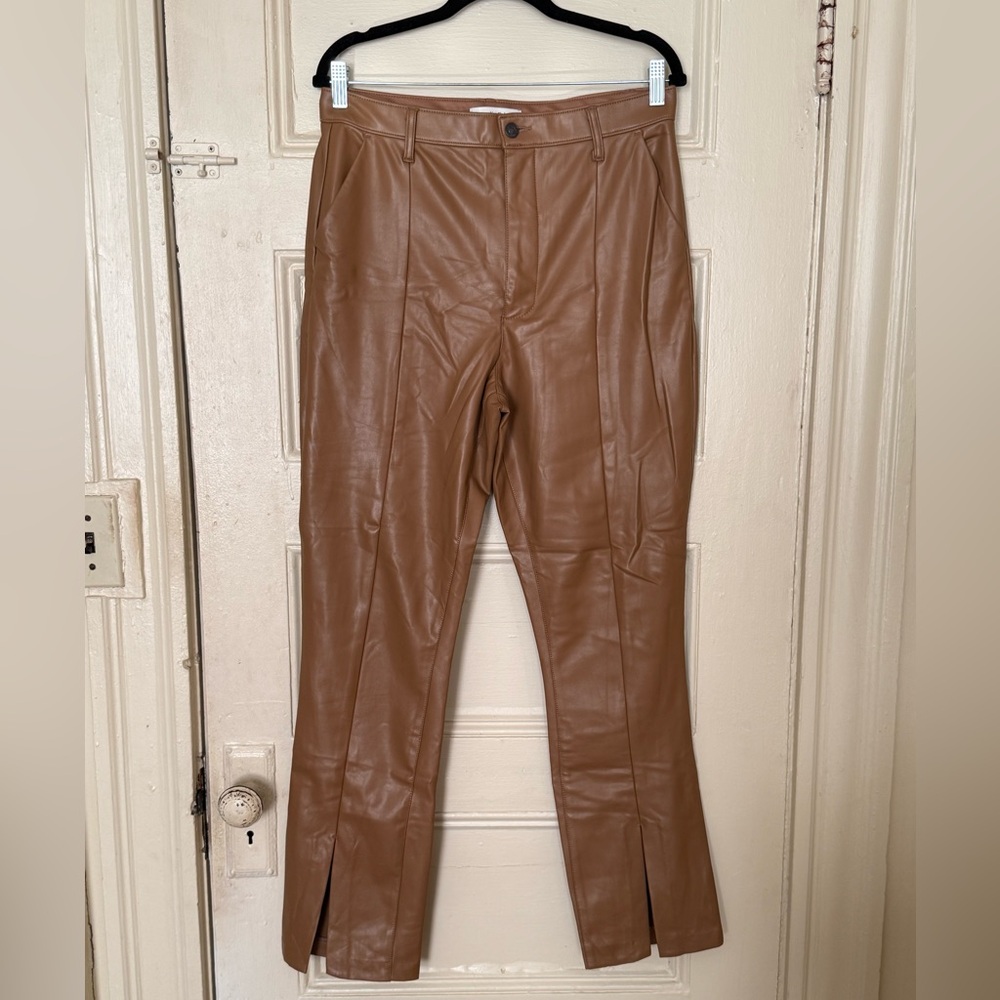 Abercrombie & Fitch Vegan Leather Split-Hem Pants